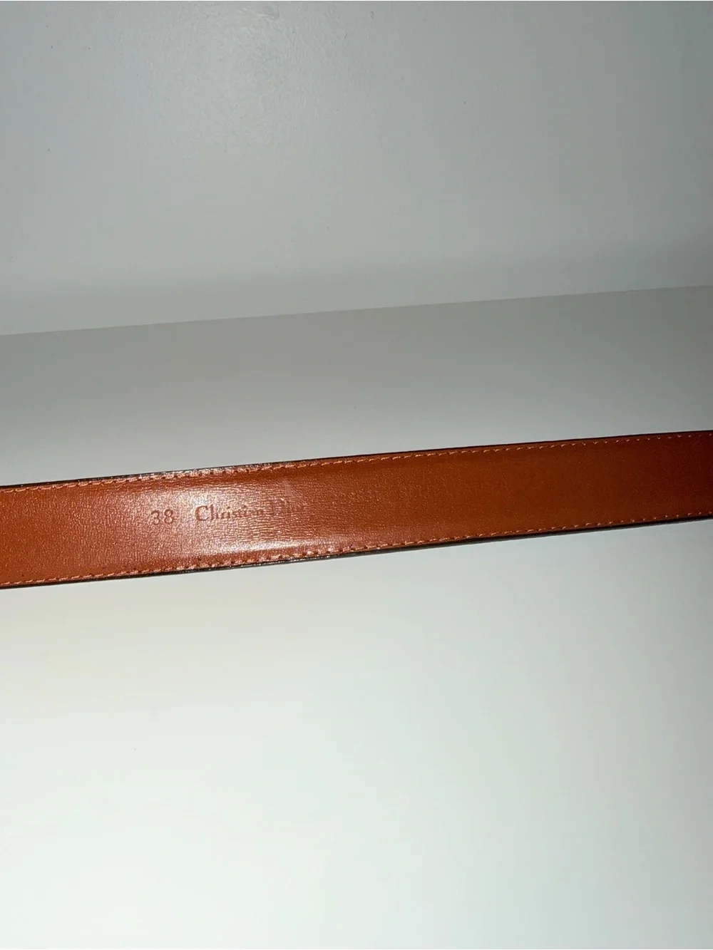 Vintage Signed Christian Dior Brown Split Leather Men’s Belt, Sz 38